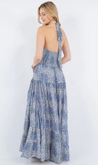 Blue Maxi Floral Dress by Paani - chic life.com