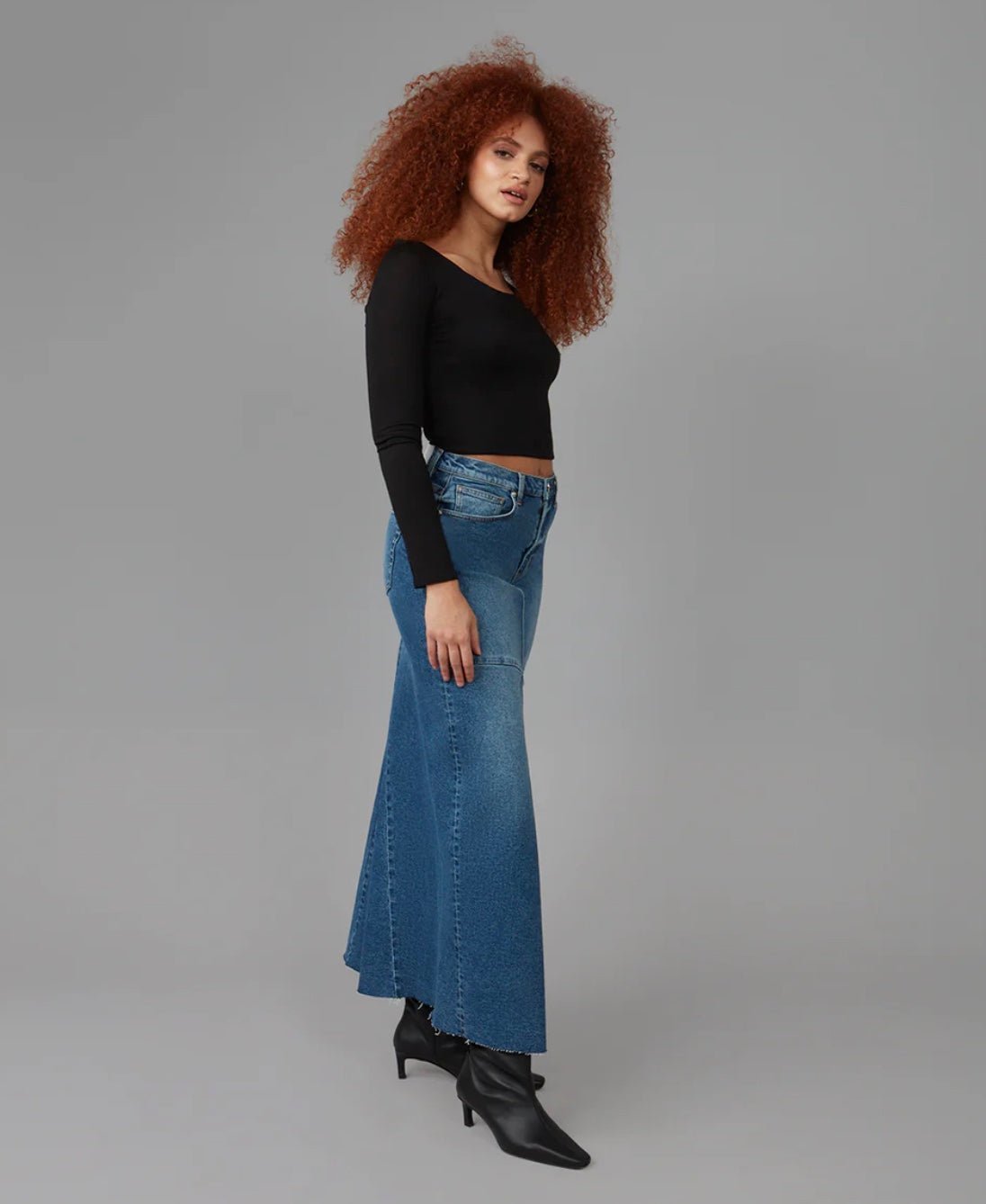 High Rise Maxi Skirt by Lola Jeans - chic life.com