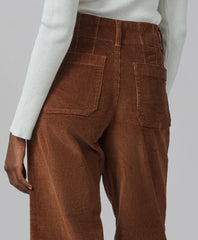 High Rise Wide Leg Corduroys in Blazed Brown - chic life.com
