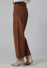 High Rise Wide Leg Corduroys in Blazed Brown - chic life.com