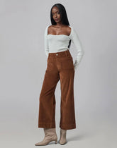 High Rise Wide Leg Corduroys in Blazed Brown - chic life.com
