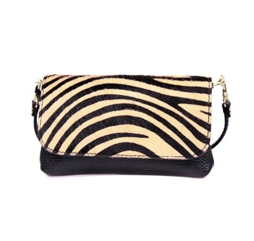 Leather Cowhide Crossbody and Clutch (New Version) - Tiger Print - chic life.com