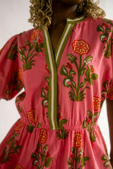 Puff Sleeve Flower Print Maxi Dress - chic life.com