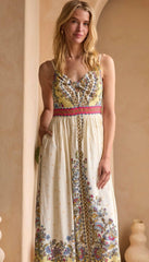 Sleeveless Border Print Midi Dress - chic life.com