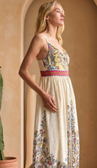 Sleeveless Border Print Midi Dress - chic life.com