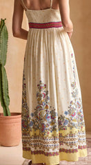 Sleeveless Border Print Midi Dress - chic life.com