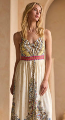 Sleeveless Border Print Midi Dress - chic life.com