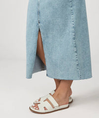 Vintage Ice Blue High - Rise Maxi Denim Skirt by Lola Jeans - chic life.com