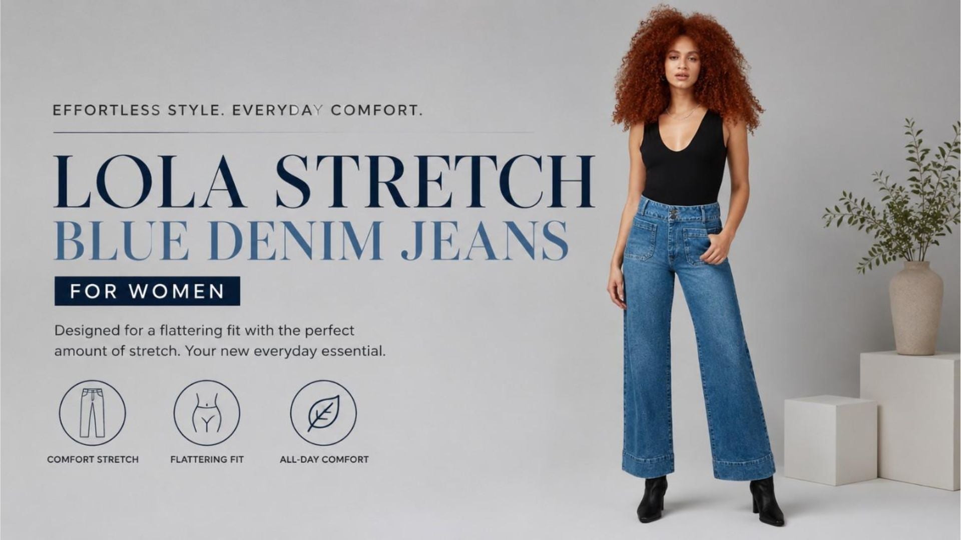 The Perfect Silhouette: Lola Stretch Blue Denim Jeans for Women - Chic Life