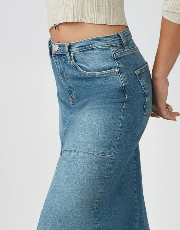 High Rise Denim Maxi