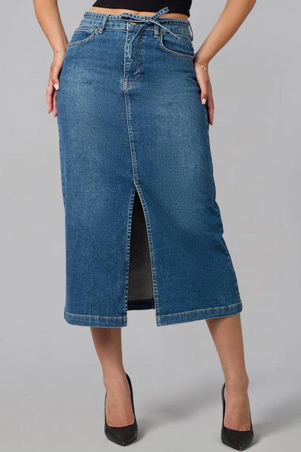High Rise Maxi Denim Skirts - Chic Life