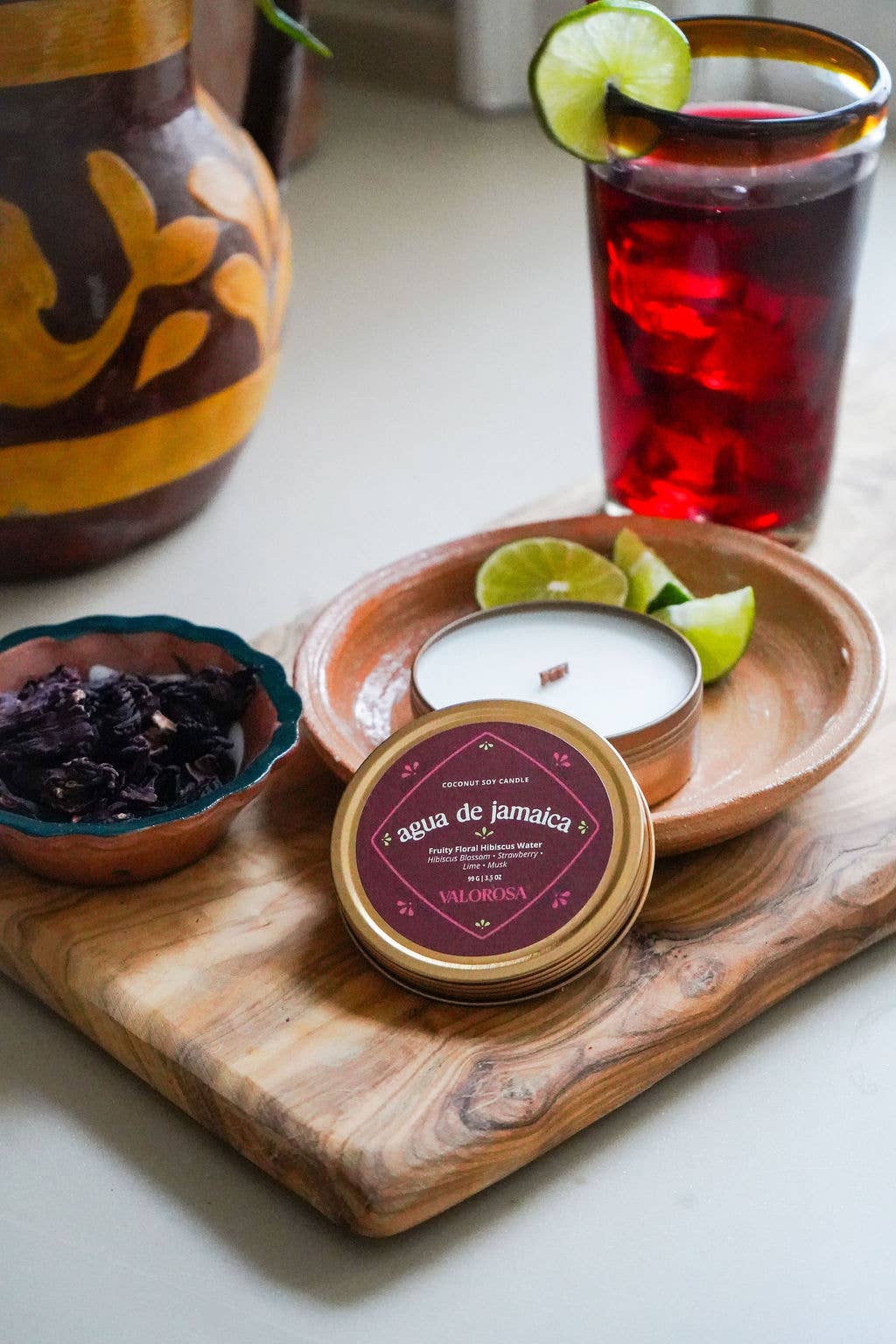 Agua de Jamaica Candle Tin | Hibiscus, Strawberry, Lime