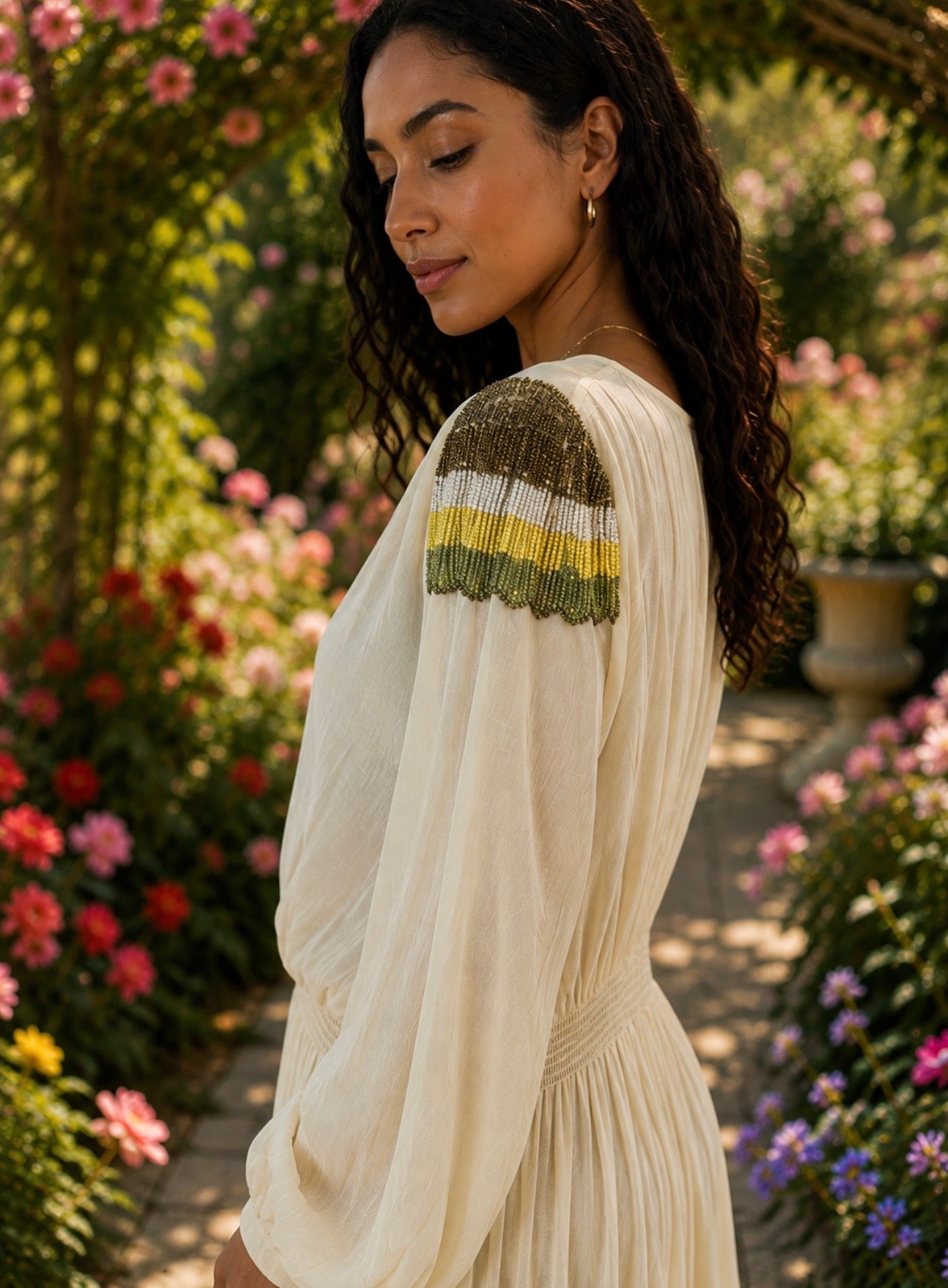 Golden Horizon Embellished Boho Maxi Dress