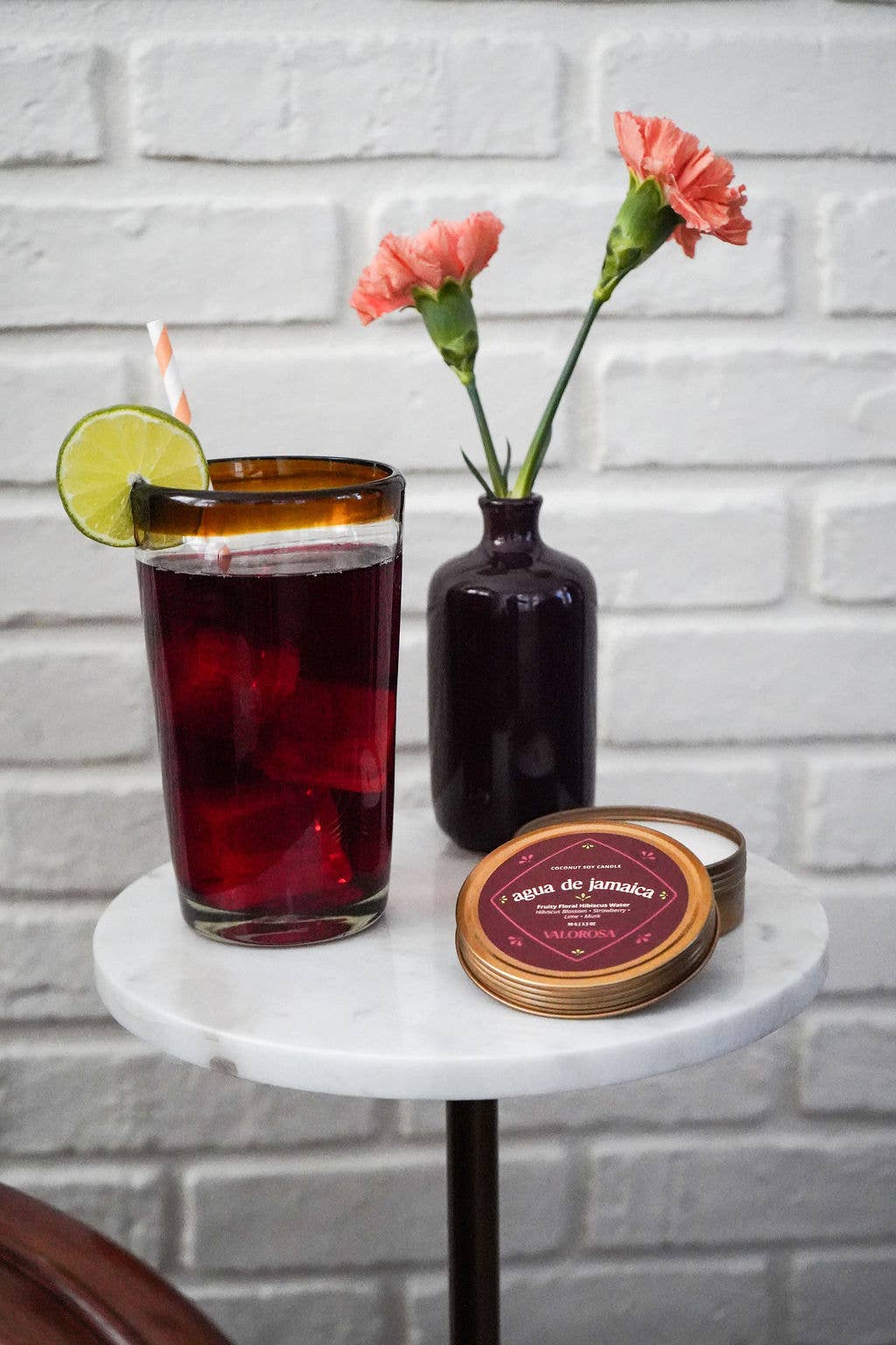 Agua de Jamaica Candle Tin | Hibiscus, Strawberry, Lime
