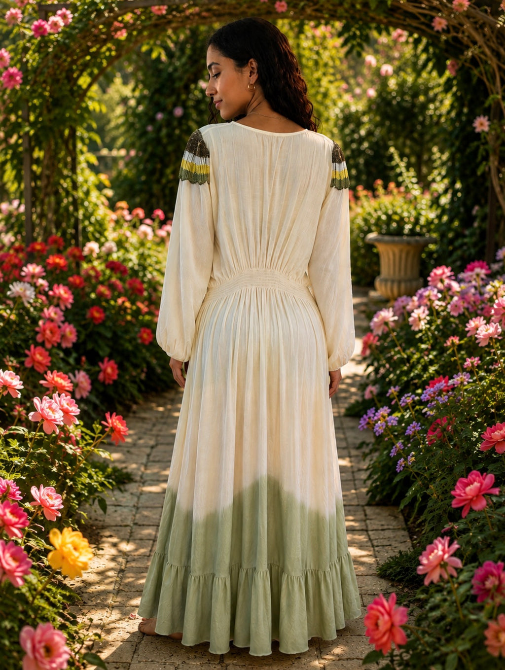 Golden Horizon Embellished Boho Maxi Dress