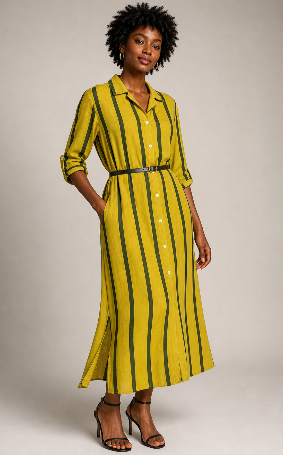 Pure Linen Button Down Dress Acid/Blue by Liabella