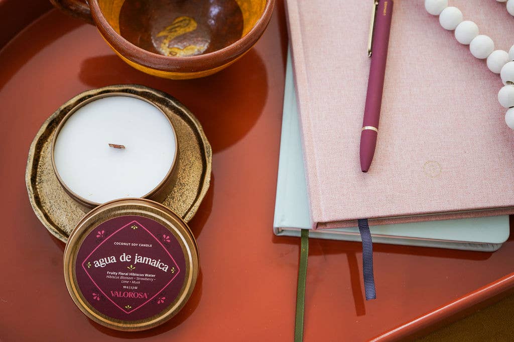 Agua de Jamaica Candle Tin | Hibiscus, Strawberry, Lime