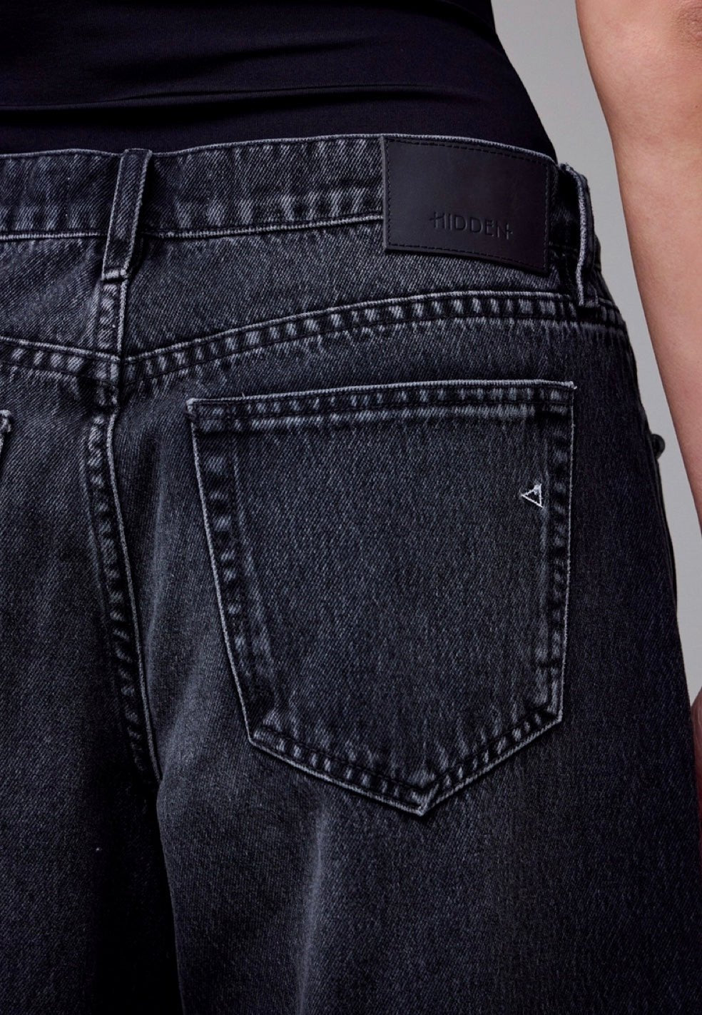 Black Oversized Low Slung Studded Baggy Jean - chic life.com