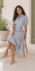 Cherry Gingham Wrap Dress with Puff Sleeve by PINCH - Chic Life