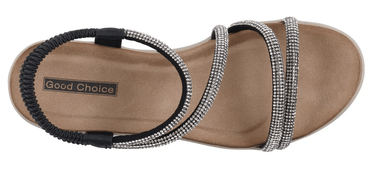 Emory Black Embellished Wedge Sandal by GC Shoes - chic life.com
