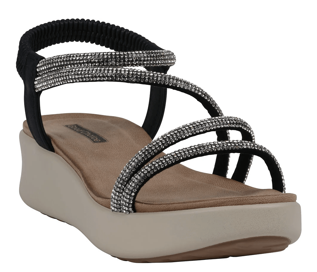 Emory Black Embellished Wedge Sandal by GC Shoes - chic life.com