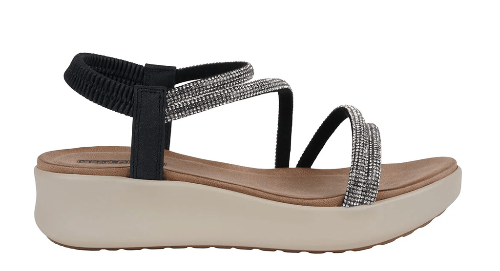 Emory Black Embellished Wedge Sandal by GC Shoes - chic life.com