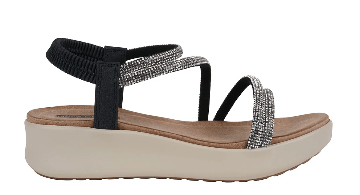 Emory Black Embellished Wedge Sandal by GC Shoes - chic life.com