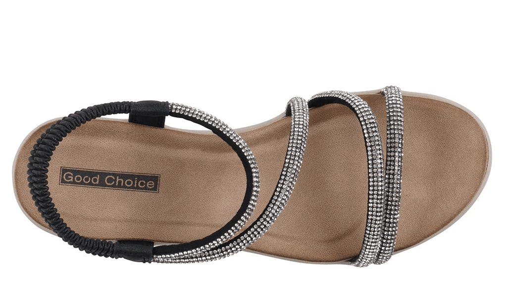Emory Black Embellished Wedge Sandal by GC Shoes - chic life.com