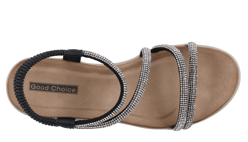 Emory Black Embellished Wedge Sandal by GC Shoes - chic life.com