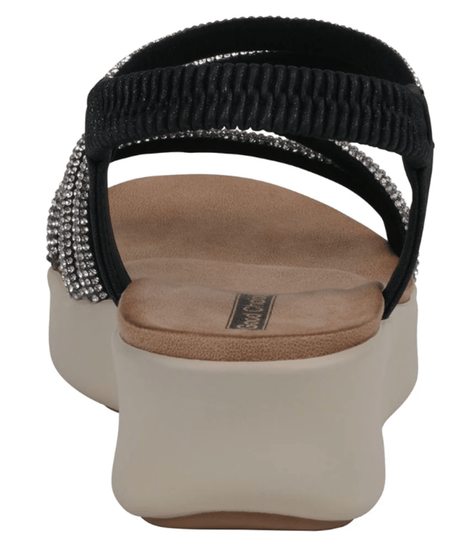 Emory Black Embellished Wedge Sandal by GC Shoes - chic life.com