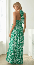 Floral Paisley Print Halter Neck Maxi Dress - Chic Life