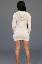 French Terry Hoodie Dress: Beige / S - chic life.com