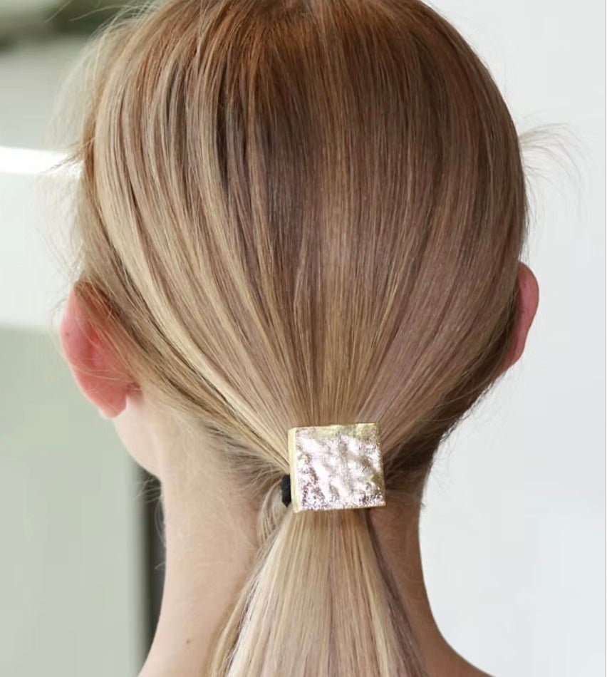Gold Hammered Pony Tail Holder by Ficcare - chic life.com
