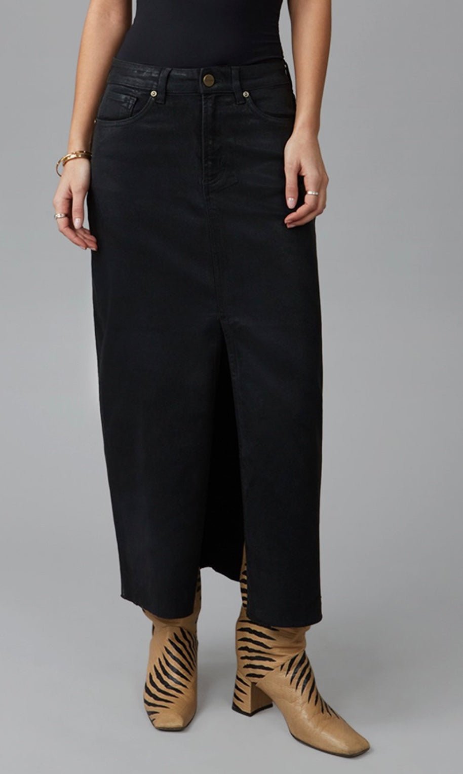 HALSTON - CBLK High Rise Maxi Skirt by LOLA Jeans - chic life.com