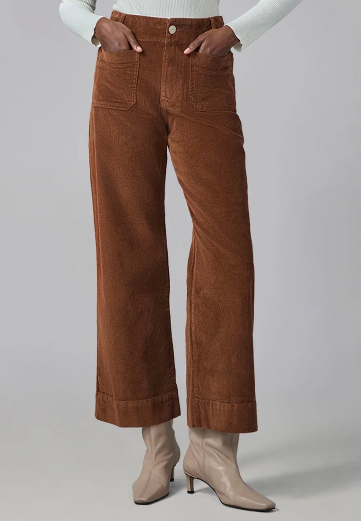 High Rise Wide Leg Corduroys in Blazed Brown - chic life.com