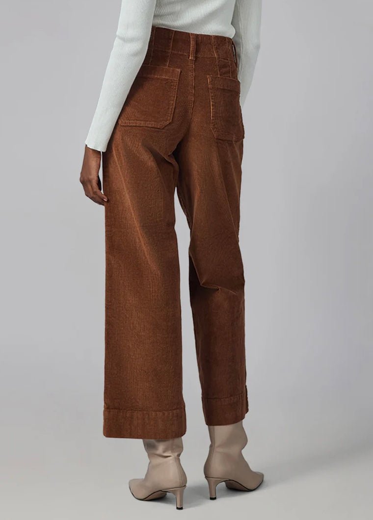 High Rise Wide Leg Corduroys in Blazed Brown - chic life.com