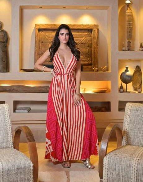Levane V - Neck Striped Maxi Dress - Chic Life