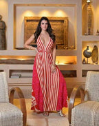 Levane V - Neck Striped Maxi Dress - Chic Life