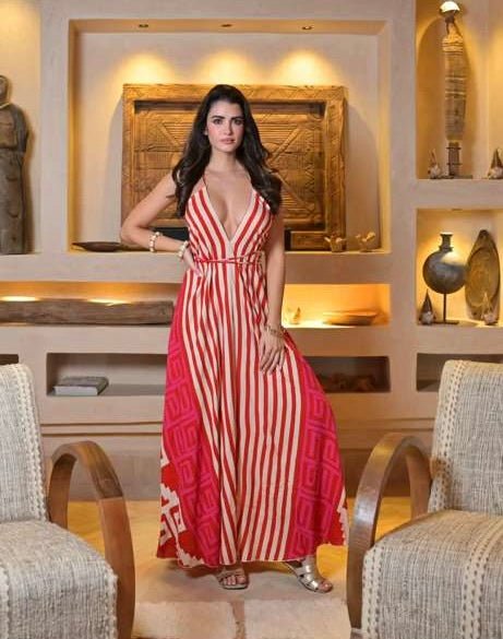 Levane V - Neck Striped Maxi Dress - Chic Life