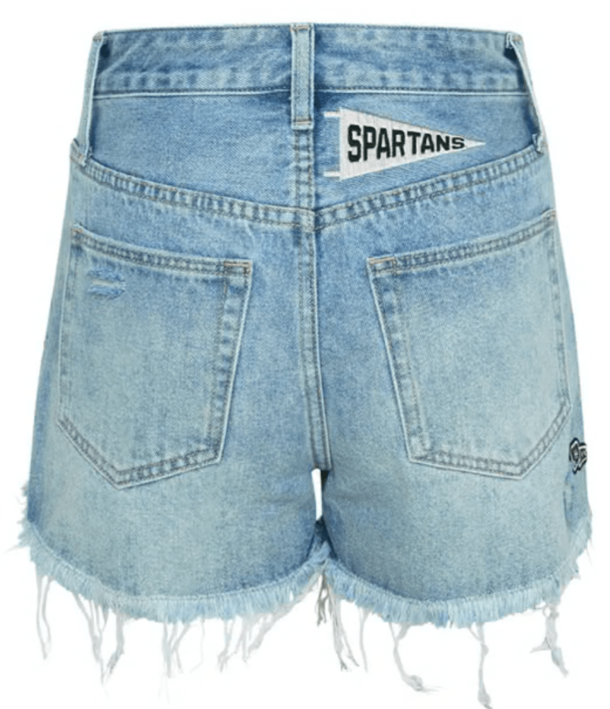 Michigan State Denim Patched Shorts - chic life.com