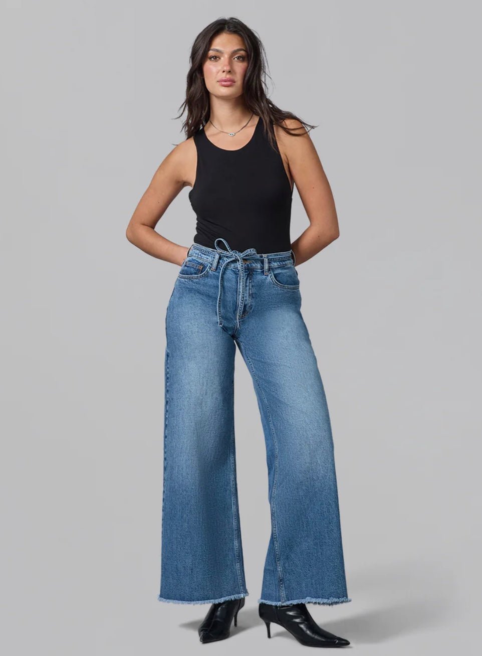 Milan - DB Ultra High Rise Wide Leg Jeans - chic life.com