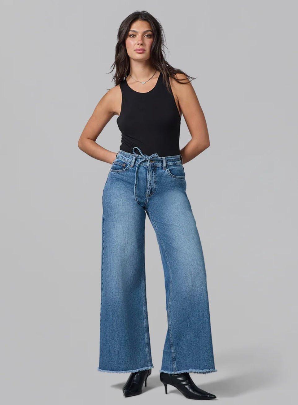 Milan - DB Ultra High Rise Wide Leg Jeans - chic life.com