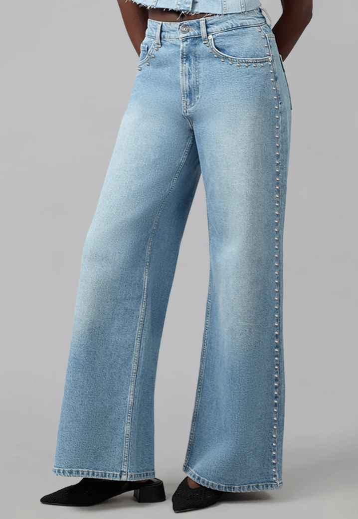 MILAN - SWB ULTRA HIGH RISE WIDE LEG JEANS 32" INSEAM - chic life.com