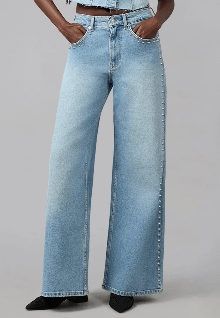MILAN - SWB ULTRA HIGH RISE WIDE LEG JEANS 32" INSEAM - chic life.com