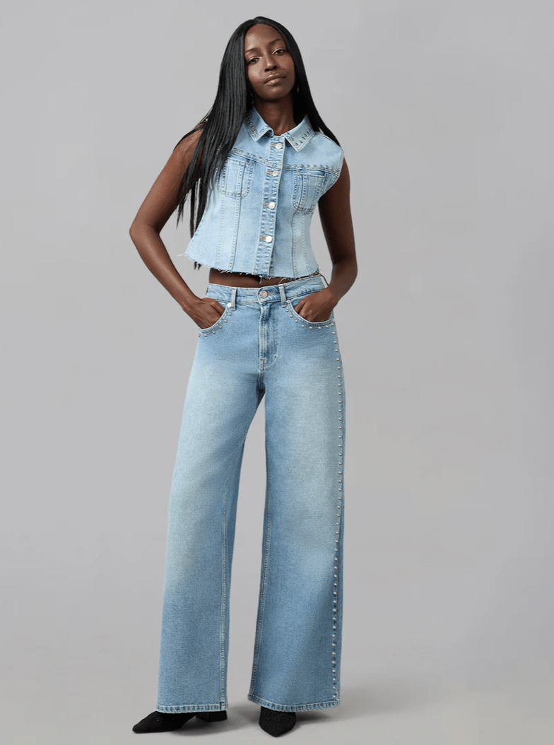 MILAN - SWB ULTRA HIGH RISE WIDE LEG JEANS 32" INSEAM - chic life.com