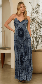 Pleated Maxi Dress with Back Cutout - chic life.com