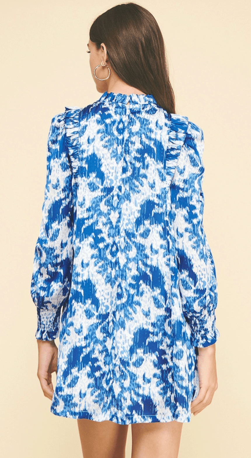 Print Ruffled Detail Tunic Mini Dress by PINCH - chic life.com
