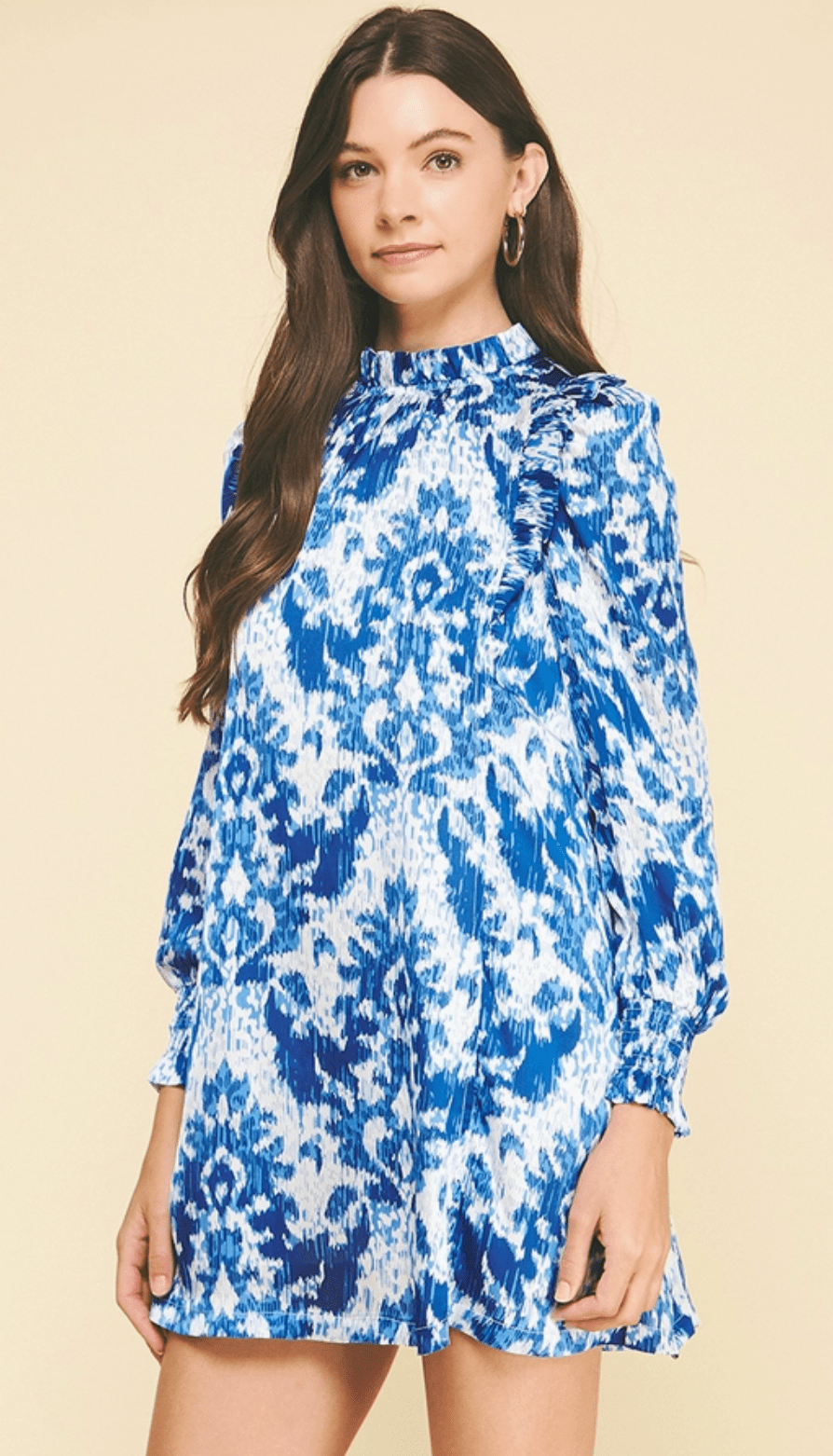 Print Ruffled Detail Tunic Mini Dress by PINCH - chic life.com