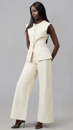 Silver Pin Striped Denim Vest - Chic Life