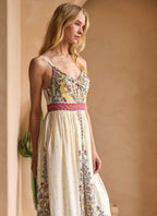 Sleeveless Border Print Midi Dress - chic life.com
